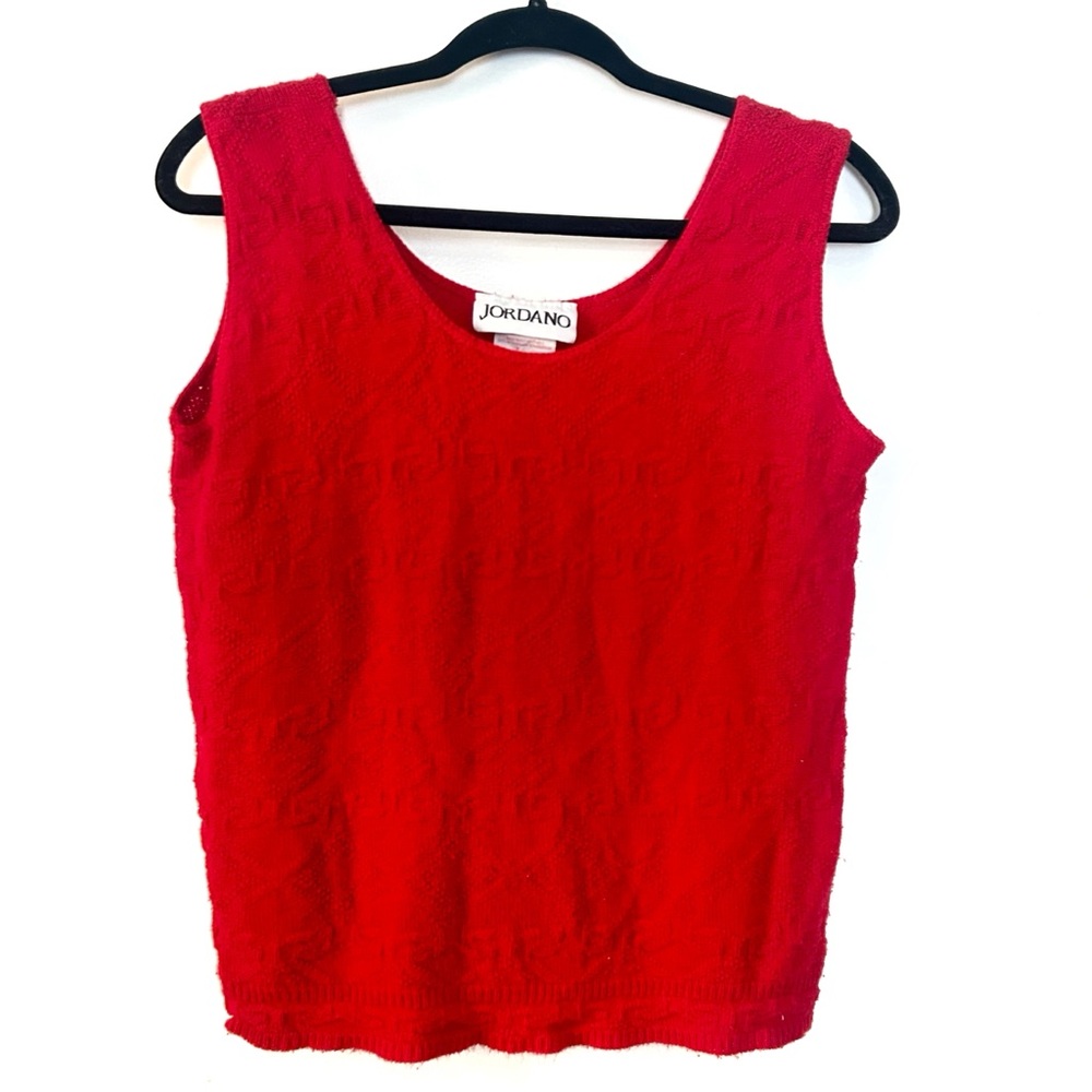 Vintage 1980s 1990s Jordano Bright Red Knit Sleeveless Top Blouse Tank Pattern